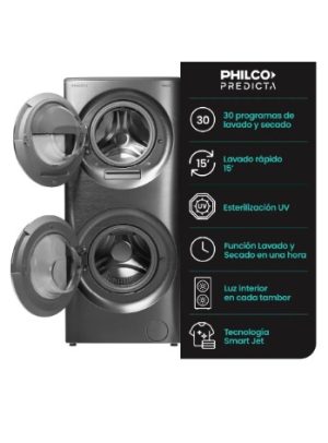 Lavasecarropas automático torre Philco, carga frontal 15/7 kg